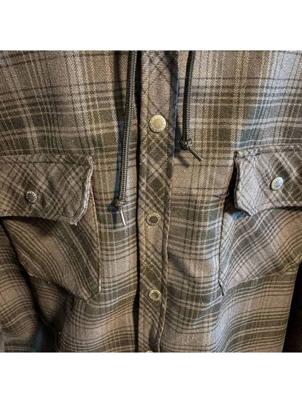 Dickies 2XL (50/52) Charcoal Plaid Hooded Shirt Jacket - Picture 4 of 8
